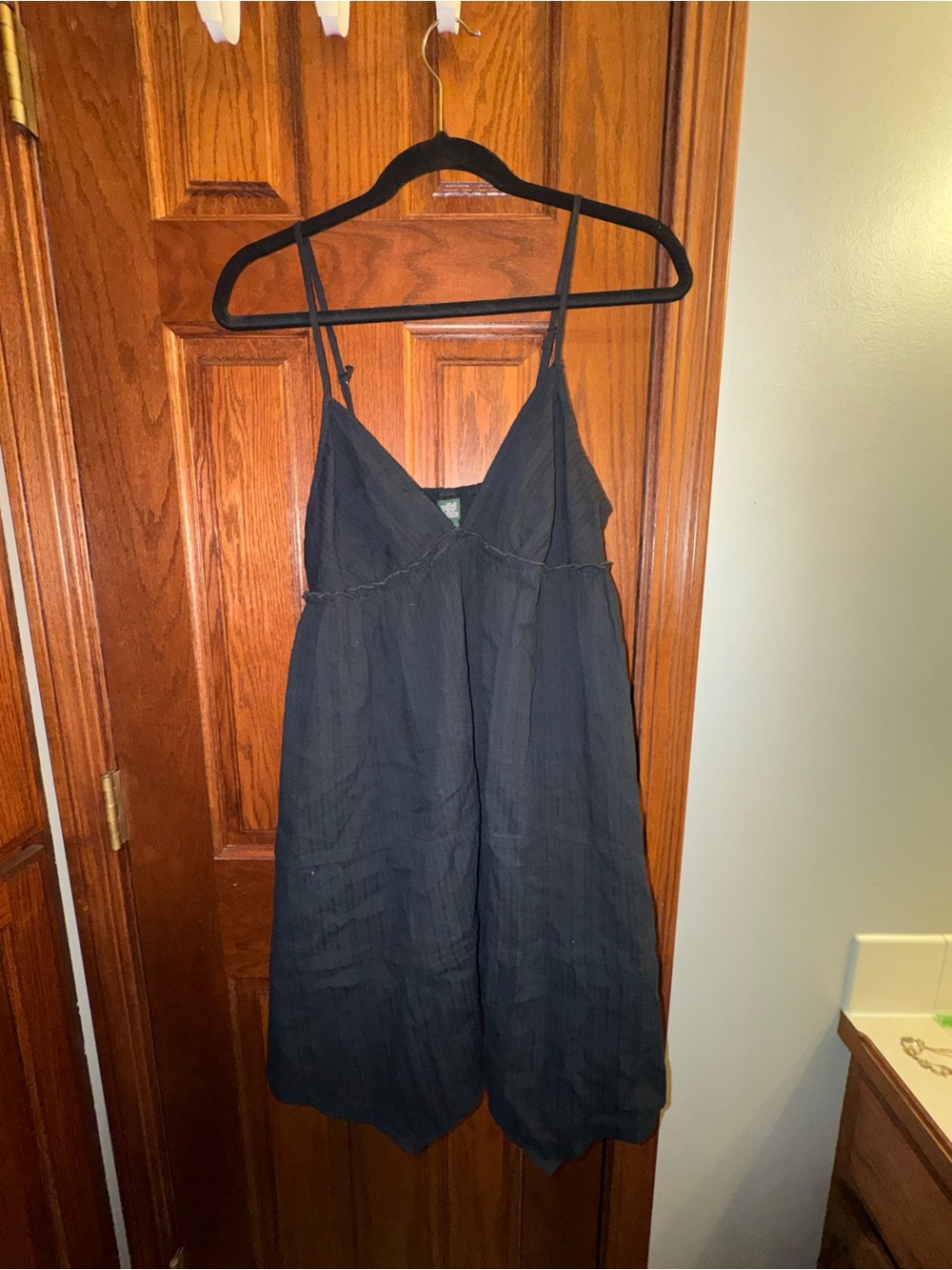 Black V-Neck Slip Dress with Spaghetti Straps